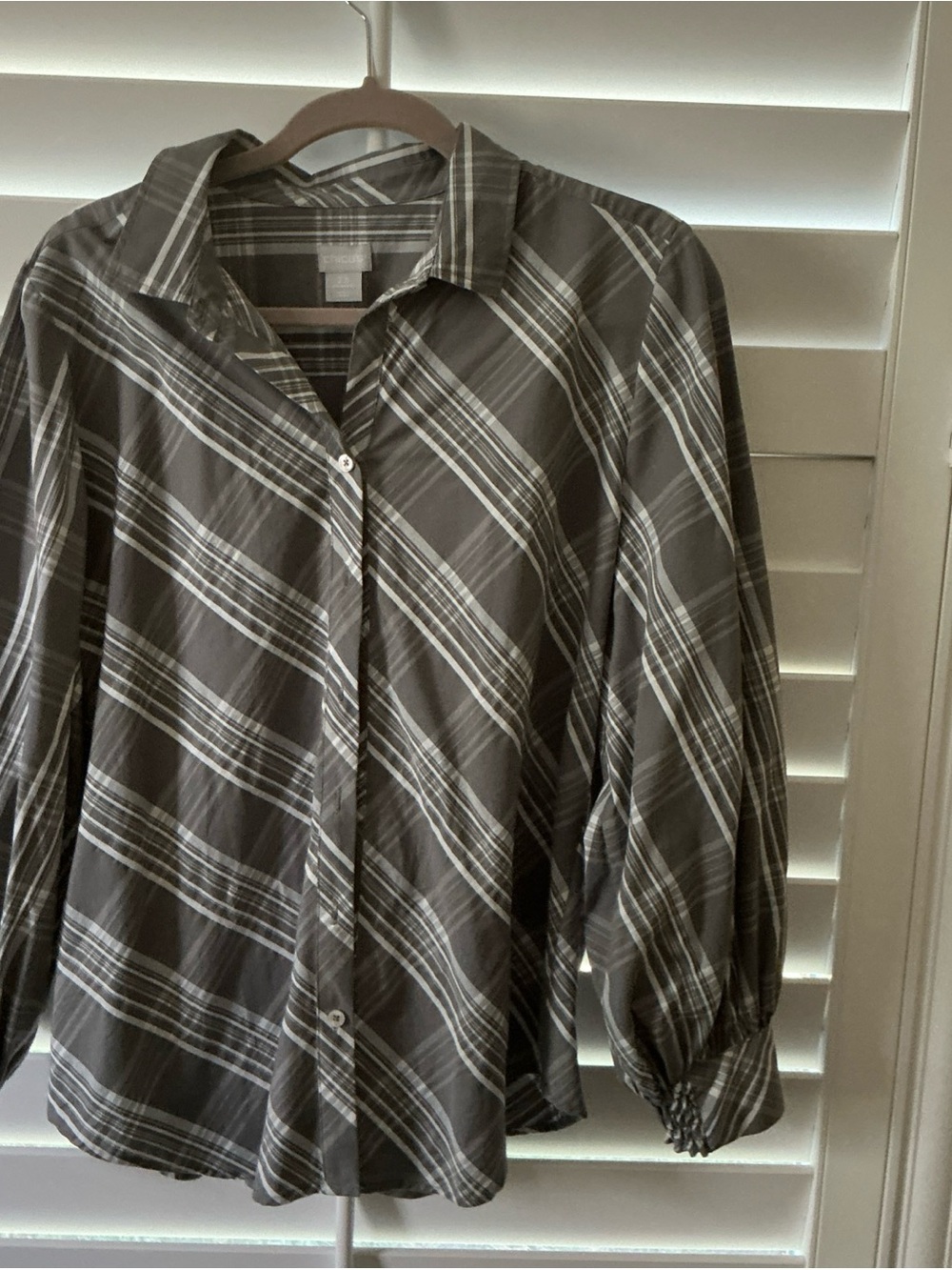 Chico's Gray Plaid Button-Front Blouse